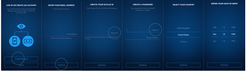 Oculus account creation