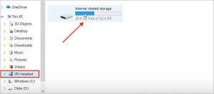 accessing internal storage of Quest VR headset