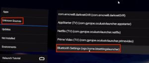 Accessing Bluetooth Settings on Oculus Quest VR Headset